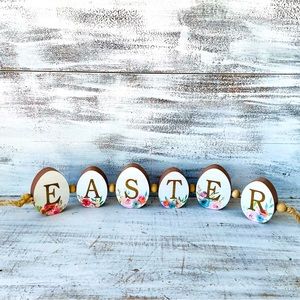 *Easter Egg Floral Wood Standing Sign
